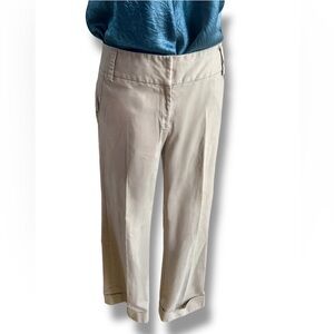 Apt. 9 Stretch Maxwell Cotton Blend Khaki Straight Wide Leg Cuffed Dress Pant 12
